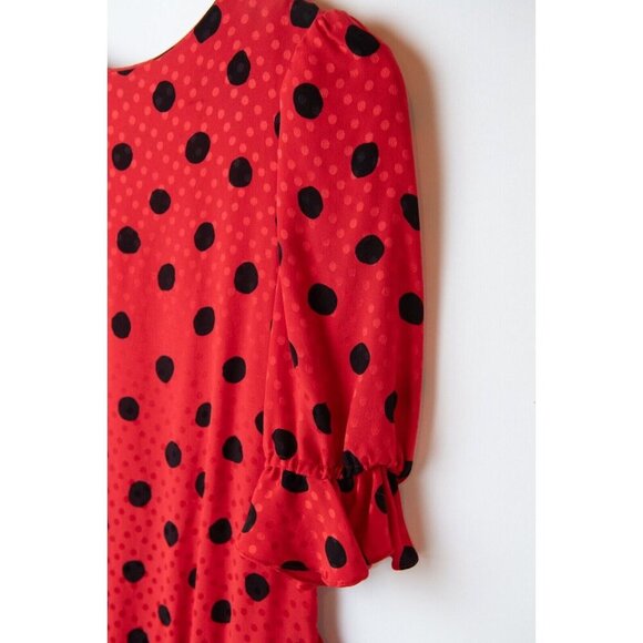 Bill Blass Collection Women's Dress Size 4 Vintage Red Black Polk Dot Cocktail - Picture 7 of 8